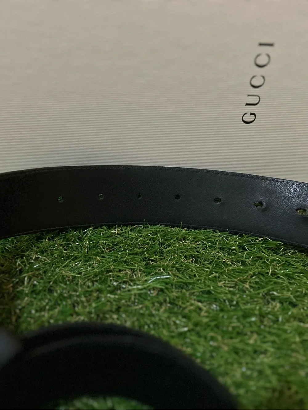 Gucci Guccissima Interlocking G Black Leather Belt size 105(36-38) Silver Buckle